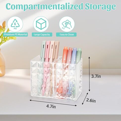 حامل القلم الأكريليك ، حامل فرشاة الماس المتلألئ الماسك ، حامل قلم رصاص حديث للمكتب ، منظم تخزين متعدد الوظائف للأوضاع للغرور ، سطح المكتب (3 مكعب) in Kuwait