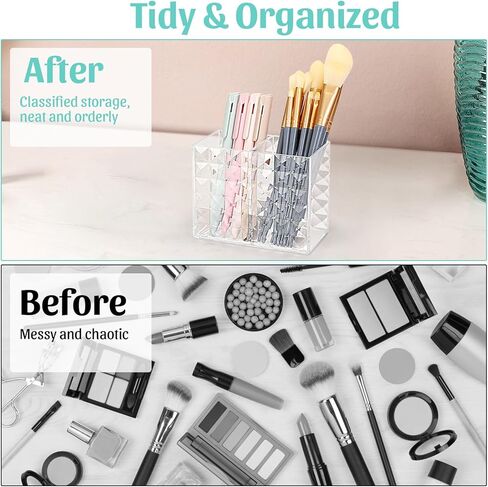 حامل القلم الأكريليك ، حامل فرشاة الماس المتلألئ الماسك ، حامل قلم رصاص حديث للمكتب ، منظم تخزين متعدد الوظائف للأوضاع للغرور ، سطح المكتب (3 مكعب) in Kuwait