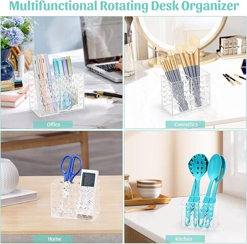 حامل القلم الأكريليك ، حامل فرشاة الماس المتلألئ الماسك ، حامل قلم رصاص حديث للمكتب ، منظم تخزين متعدد الوظائف للأوضاع للغرور ، سطح المكتب (3 مكعب) in Kuwait