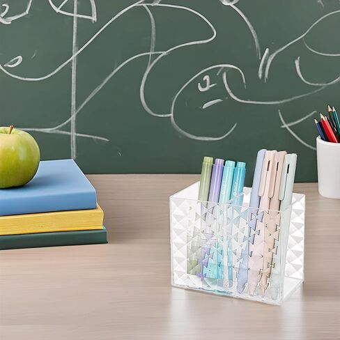 حامل القلم الأكريليك ، حامل فرشاة الماس المتلألئ الماسك ، حامل قلم رصاص حديث للمكتب ، منظم تخزين متعدد الوظائف للأوضاع للغرور ، سطح المكتب (3 مكعب) in Kuwait