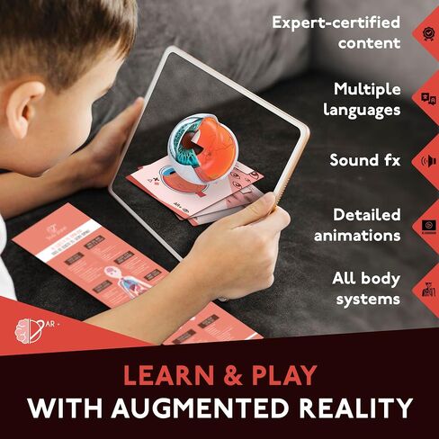 Anatomy Flash Cards, Anatomy and Physiology Flashcards for Kids, Augmented Reality, App Included, English and Spanish, A&P, Body Parts, Body Systems, Learning Tool, Study Tool, Learning Toy in Saudi Arabia