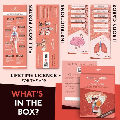 Anatomy Flash Cards, Anatomy and Physiology Flashcards for Kids, Augmented Reality, App Included, English and Spanish, A&P, Body Parts, Body Systems, Learning Tool, Study Tool, Learning Toy in Saudi Arabia