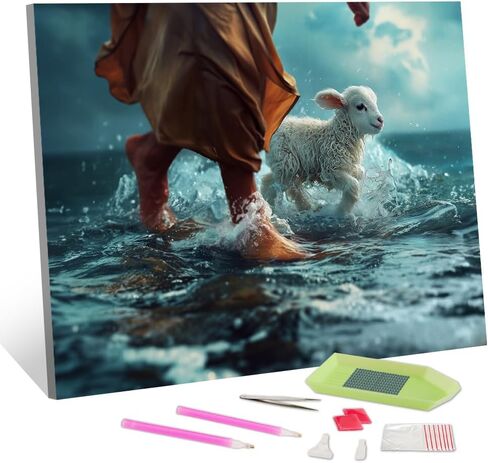 TISHIRON Diamond Art Painting Kits for Adults, Jesus Full Drill Diamond Art Home Decor, 12x16 Inches in Kuwait