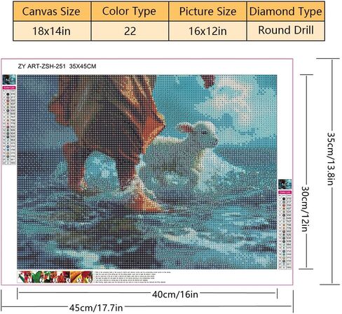 TISHIRON Diamond Art Painting Kits for Adults, Jesus Full Drill Diamond Art Home Decor, 12x16 Inches in Kuwait