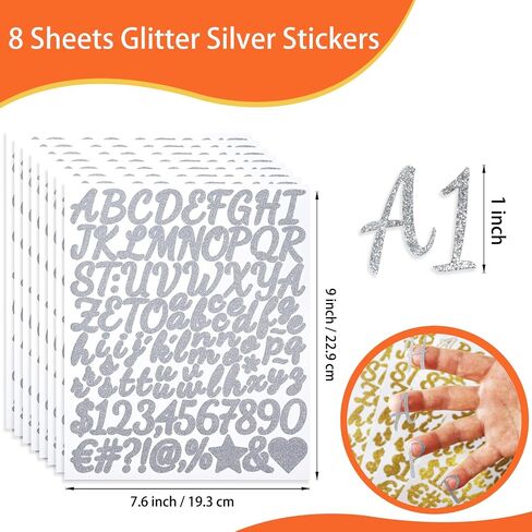 8 Sheets Gold Letter Number Stickers,1 Inch Glitter Vinyl Stick on Alphabet Numbers Stickers Self-Adhesive Small Decals for Graduation Cap,Water Bottles,Scrapbooking,DIY Crafts,Mailbox(Gold) in Saudi Arabia