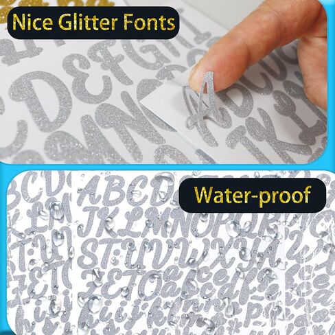 8 Sheets Gold Letter Number Stickers,1 Inch Glitter Vinyl Stick on Alphabet Numbers Stickers Self-Adhesive Small Decals for Graduation Cap,Water Bottles,Scrapbooking,DIY Crafts,Mailbox(Gold) in Saudi Arabia