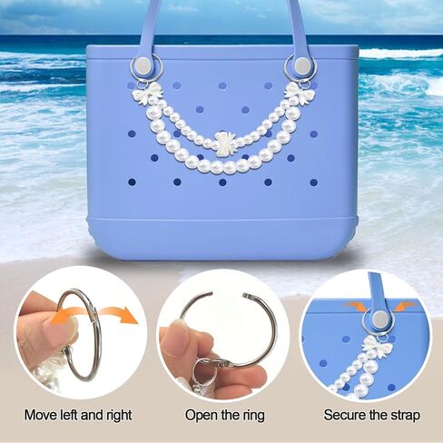 Charms for Bogg Bag, Pearls Chain for Bogg Bag Accessories Charms Compatible with Simply Southern Beach Tote, Insert for Beach Tote in Kuwait