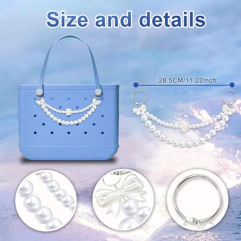 Charms for Bogg Bag, Pearls Chain for Bogg Bag Accessories Charms Compatible with Simply Southern Beach Tote, Insert for Beach Tote in Kuwait