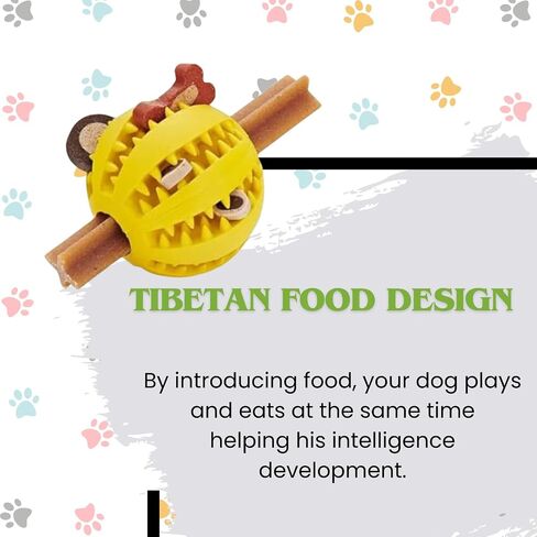 Treat Ball for Dogs, Pack of 2 Durable Dog Treat Ball for Teeth Cleaning & IQ Training, Dog Enrichment Non Toxic Chew Toys, Interactive Food Feeder Puppy Ball Toys (Blue - Yellow, 2 inches) in Saudi Arabia