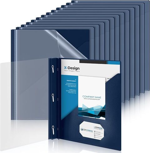 Teling 24 Pcs Clear Report Cover with 3 Prongs, Plastic Report Presentation Folders 90 Sheet Capacity Resume Document Covers for School Office(Navy Blue) in Kuwait