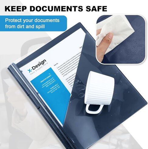Teling 24 Pcs Clear Report Cover with 3 Prongs, Plastic Report Presentation Folders 90 Sheet Capacity Resume Document Covers for School Office(Navy Blue) in Kuwait