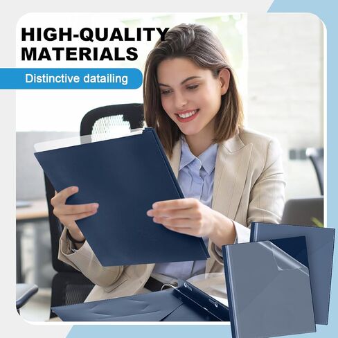 Teling 24 Pcs Clear Report Cover with 3 Prongs, Plastic Report Presentation Folders 90 Sheet Capacity Resume Document Covers for School Office(Navy Blue) in Kuwait