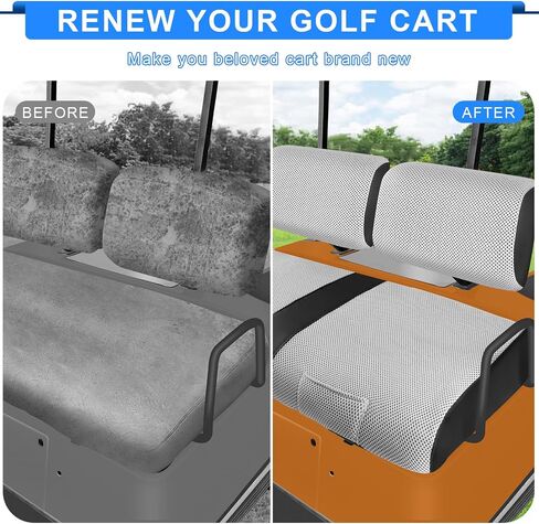 iLSKW Golf Cart Seat Covers for Club Car DS Pre-2000 Seat Cover OEM Front, Breathable Fabric and Leather Front Seat Cover, Full Wrap-Around Design of Club Car DS 1982-2000 Golf Cart Front Seat Cover in Kuwait
