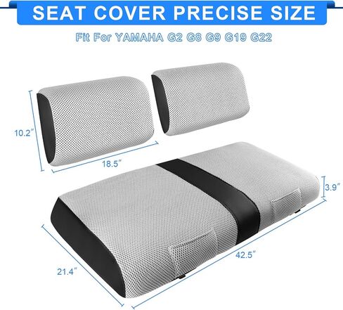 iLSKW Golf Cart Seat Covers for Club Car DS Pre-2000 Seat Cover OEM Front, Breathable Fabric and Leather Front Seat Cover, Full Wrap-Around Design of Club Car DS 1982-2000 Golf Cart Front Seat Cover in Kuwait