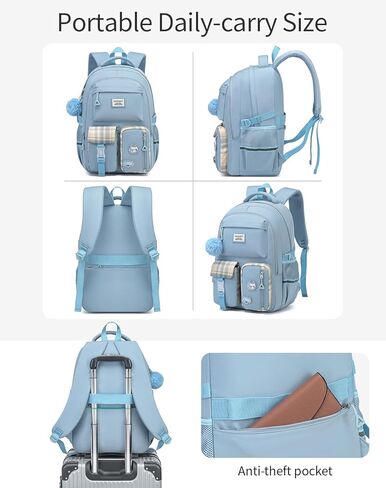School Backpack for Teen Girls, Big Student Laptop Backpack Aesthetic Bookbags for College Women Elementary Middle High School Travel Mochilas Escolares, Black in Kuwait