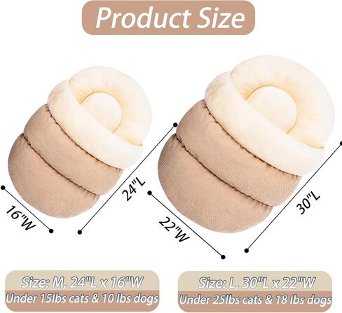 Cat Bed - Pet Slipper Cave Bed for Indoor Cats and Small Dogs, Self Warming, Cozy & Soft Plush, Anti-Slip & Durable, Washable for Kittens and Puppies Under 15 lbs (24"x16", M, Light Brown) in Saudi Arabia