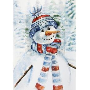 Wizardi Complete Counted Cross Stitch kit - Greetings Card "Winter Landscape" 6233 Orchidea