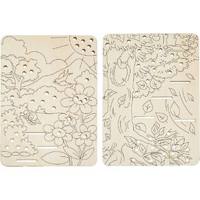 Superfindings 2pcs 2styles الأزهار الإبداعية لوحة عرض Basswood الزهرة المصنوعة يدويًا وورقة علبة مجموعة لوحات جمع لوحات لصياغة زهرة الزهور ديكورات المنزل 20x14 سم ، ثقب: 5 ملم