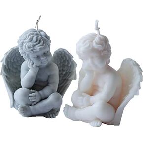 3D Big Angel Candle Mold Angel Boy Cilicone Candle Making Morn for Candle Candle Sterlederapy Plaster Sculpture State Resin Crafts Mold ، 8*7*10cm ، GM-C-800