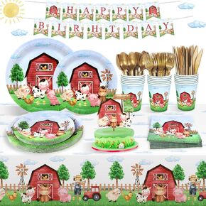 لوحات زخارف عيد ميلاد حيوانات عيد ميلاد مجموعة 25 ضيفًا ، 178 PCS Paper Paper Plates Caps Cetlery Cetlery Lanner و Cake Topper Watercolor Super