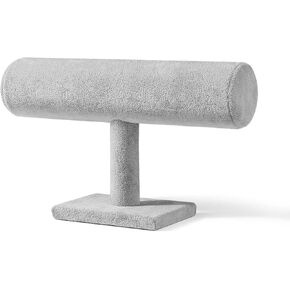 RJ Displays-T -Bar جلد أبيض متجر بيع بالتجزئة عرض حامل تخزين المجوهرات، السوار، الساعات، الأصفاد، القلادة، القرط، الإسورة، خلخال، منظم، (جلدي أبيض) in Kuwait