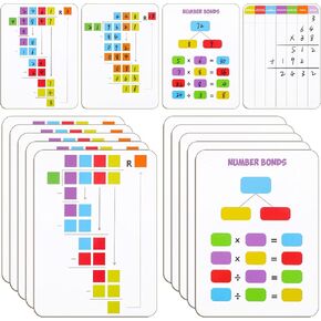 Kosiz 10 PCS Division Long Division لوحات بيضاء للأطفال 6 × 8 بوصات جاف على الوجهين الجاف لمحوّات الرياضيات للرياضيات.