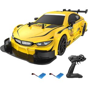 RC Drift Car - سيارة سباق عالية السرعة 4WD 40 كم/ساعة ، مقياس 1:16 مع مصابيح LED وإطارات الانجراف - بطارية 2pcs قابلة لإعادة الشحن