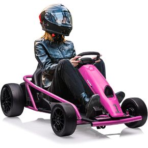 24V 9ah Kids Ride on Go Kart Toy ، سيارة عالية السرعة ذات سرعة 8 ميل في الساعة مع محركات قوية ، مقعد كبير ، وظيفة بداية بطيئة ، سرعة عالية/منخفضة ، الموسيقى ، Max Load 180 رطلاً.