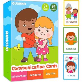 QUOKKA Autism Learning Materials - 94 Communication Cards for Kids - Visual Cards for Non-Verbal Communication, Pictured Speech Therapy