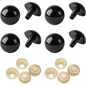 Gshllo 8 pcs 40mm سلامة عيون كبيرة العيون الكروشيه البلاستيكية كبيرة الدمية عيون جولة أفخم عيون الحيوانات الحرف الدب دمية تصنع عيون مع الغسالات للدمى