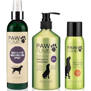Pawfume Skin & Coat Ratisturizing Raching + شامبو الكلب والبلسم + رذاذ الاستمالة الممتاز