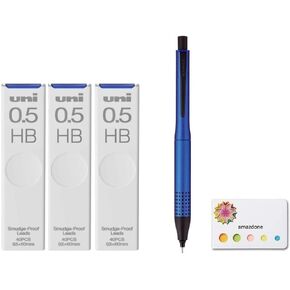 uni Kuru Toga Advance Upgrade Model 0.5mm Mechanical Pencil, Navy Body (M510301P.9) +Uni Mechanical Pencil Lead,"The Uni" Smudge-Proof Leads 0.5mm HB 3 Set and amazdone Sticky Notes
