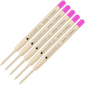 Lanier Combo Pack - 5 Pack - Monteverde® Softroll ™ Ballpoint P13 Paste Ink Enclable مع معظم أقلام Parker® Ballpoint - Pink (نصيحة متوسطة 0.7 مم)