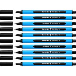Schneider Slider Edge M (متوسطة) قلم الحبر ، 1.0 مم ، برميل أزرق فاتح ، حبر أسود ، صندوق من 10 أقلام (152101)