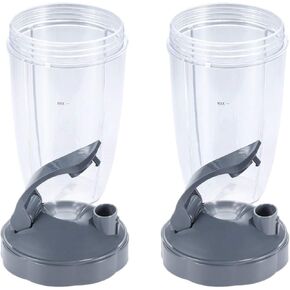 2 Pack Blender Replacement 24oz Cups with Flip Top To Go Lid, Compatible with Nutribullet 600W 900W, 900 Pro Series Blender Juicer (Pack of 2)