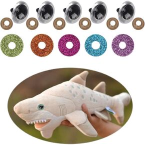 Safety Eyes for Crochet, 3D Glitter Plastic Safety Eyes with Washers for of Puppet, Bear Plush Animal Christmas Decoration (18MM)