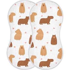 Burbuja Cute Dragon Muslin Baby Burp Cloths, Soft & Absorbent Cotton Burping Rags for Newborn Boys & Girls, 2 Pack