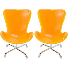 Logofun 2PCS Miniature Chair Model 1: 6 Scale Dollhouse Plastic Chair محاكاة كرسي الدوران البلاستيكي لملحقات الدمية - الأصفر
