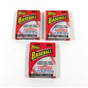 الكثير من 3 1991 Topps Baseball Cello Packs (102 Cards Total)
