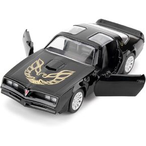 1:36 Pontiac Firebird Trans Am Toy Car, Diecast Pull Back Model Car, Doors Open, Collection Kids Toy for Aged 3 and up, Gift Black