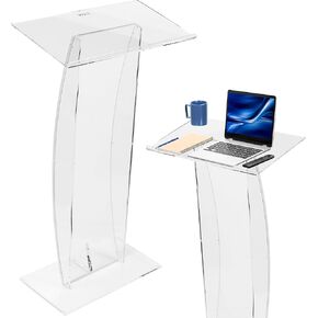 VIVO Acrylic Podium Stand, Sleek Transparent Professional Presentation Lectern with 27 inch Reading Surface Platform, Clear Appearance for Office, Classroom, Restaurant, and More, Stand-PDMA