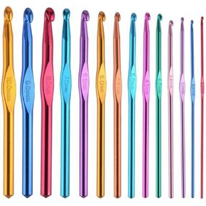 Xingzi 14pcs خطافات متعددة اللون من الكروشيه الألمنيوم مجموعة الإبر الحياك