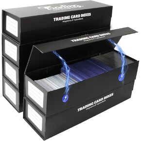 AOBOPLE Card Storage Box,4 Pack Magnetic Trading Card Box Holds 215PCS 35pt Card Holder or 1200 Cards Fits Sleeved & Unlseeved Cards and Magnetic Card Holders