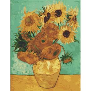 طلاء Meecaa بأرقام XXXX Kit للبالغين المبتدئين DIY Painting 16 × 20 بوصة (عباد الشمس ، لا إطار)