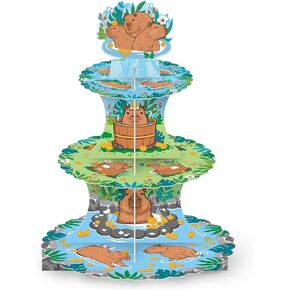 3 Tier Capybara Cake Stand ، Capybara Cupcake Stand Satert Dessert Birthday Supplies