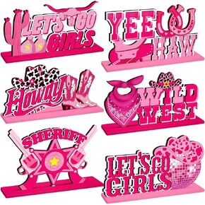 6 أجهزة كمبيوتر ديسكو ديسكو رعاة البقر الزخارف الوردي دعنا GO GO GIRLS BACHELORETTH