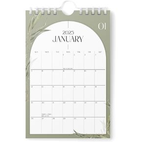 Karto Mini Wall Calendar 2025 - Vertical 6x9 inch Runs Until June 2026 - Small, Versatile and Easy Planning with the Aesthetic Desk Monthly Calendar - Boho Greenery