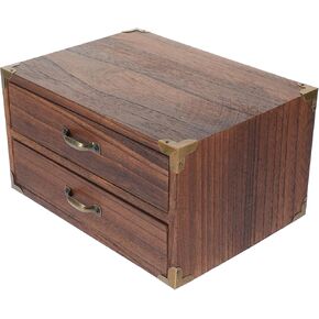 Alipis Wooden Desk Organizer ، Wood Desktop Storage Cabinet Desk Drigher Drigher Treasure Box مع مقبض معدني لديكور عداد المكتب المنزلي أ