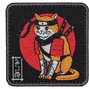 Cat Samurai Tactical Funny Morale Patch for Hats, Vests, Jeans, Backpacks, All Clothes, and Gear - Highly Durable and Incredibly Resistant to Fading and Tearing - 2.8 x 2.8 in