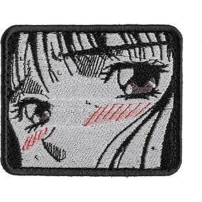 Anime Girl Eyes Tactical Funny Morale Patch for Hats, Vests, Jeans, Backpacks, All Clothes, and Gear - Highly Durable and Incredibly Resistant to Fading and Tearing - 3.1 x 2.5 in